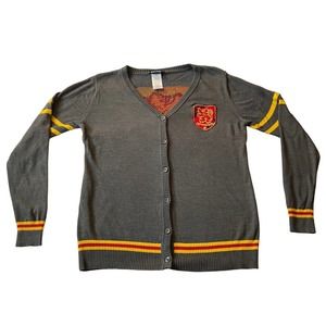 Harry Potter Gryffindor Gray Red Crest Academic Cardigan Varsity‎ Sweater Size L